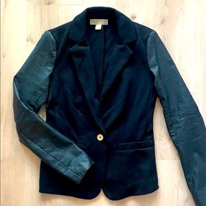 Michael Kors Black Suit Jacket w Faux leather